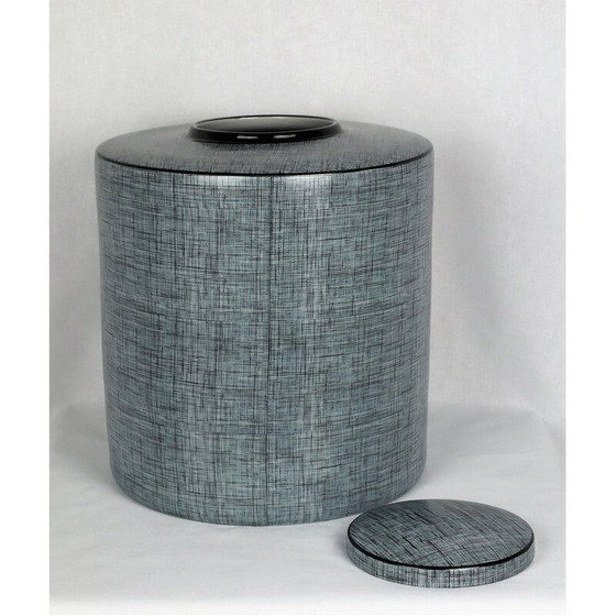 Image 1 of Boîte vintage en porcelaine noire et grise de François Bernard, 1990