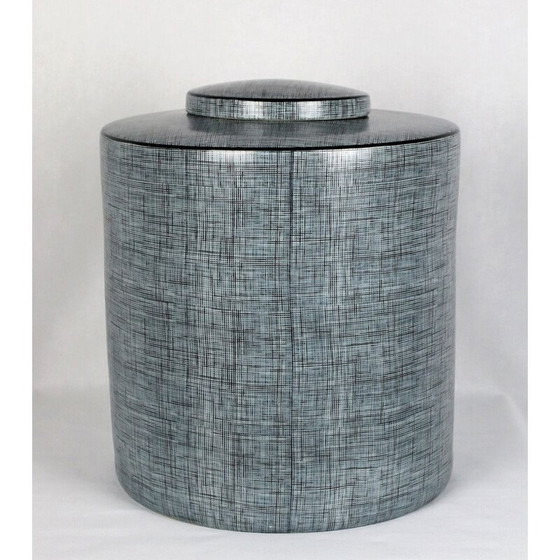 Image 1 of Boîte vintage en porcelaine noire et grise de François Bernard, 1990