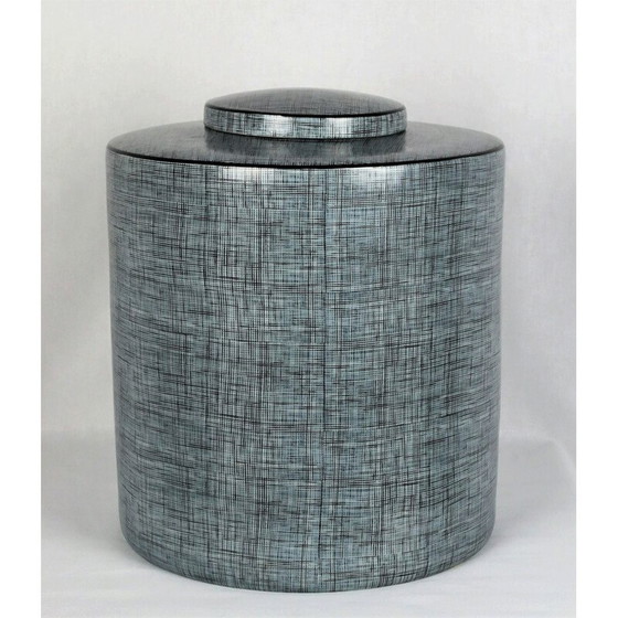 Image 1 of Boîte vintage en porcelaine noire et grise de François Bernard, 1990