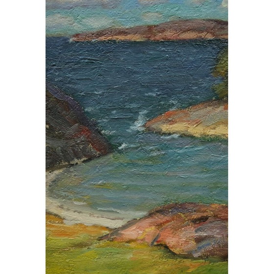 Image 1 of Huile vintage suédoise Paysage sur panneau par Oddmar Björklund, années 1960