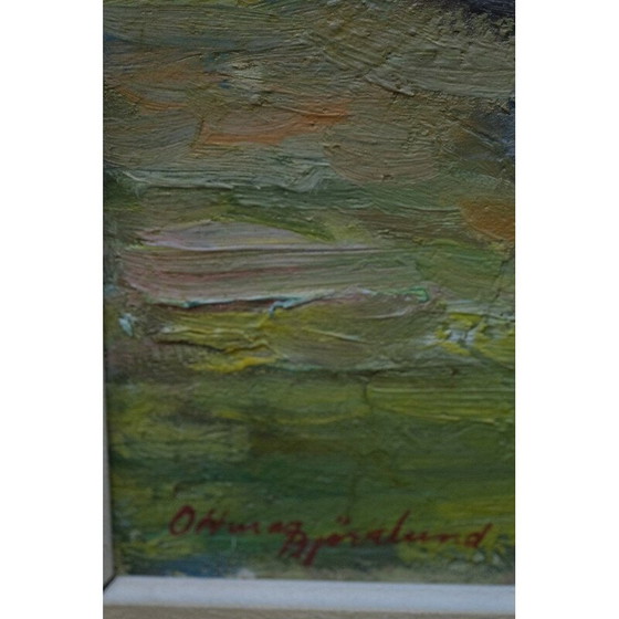 Image 1 of Huile vintage suédoise Paysage sur panneau par Oddmar Björklund, années 1960