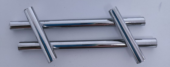 Image 1 of Douze Porte-Couteau Métal Chrome Design Années 70