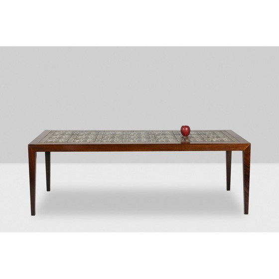 Image 1 of Table basse rectangulaire vintage en palissandre et céramique, Danemark 1960