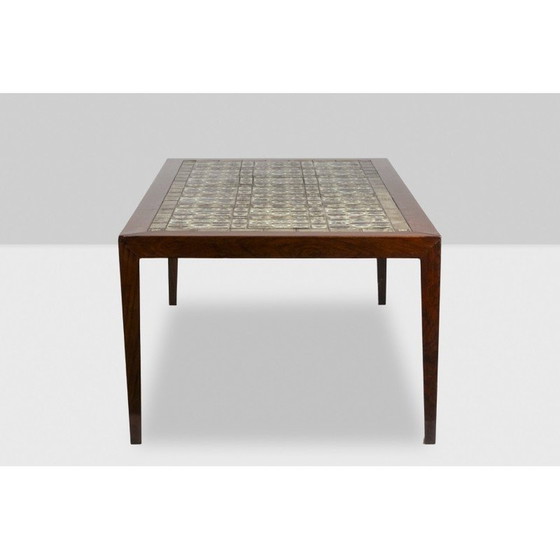 Image 1 of Table basse rectangulaire vintage en palissandre et céramique, Danemark 1960