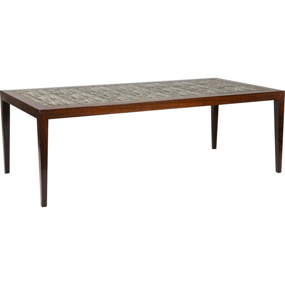 Image 1 of Table basse rectangulaire vintage en palissandre et céramique, Danemark 1960