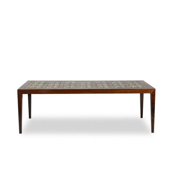 Image 1 of Table basse rectangulaire vintage en palissandre et céramique, Danemark 1960