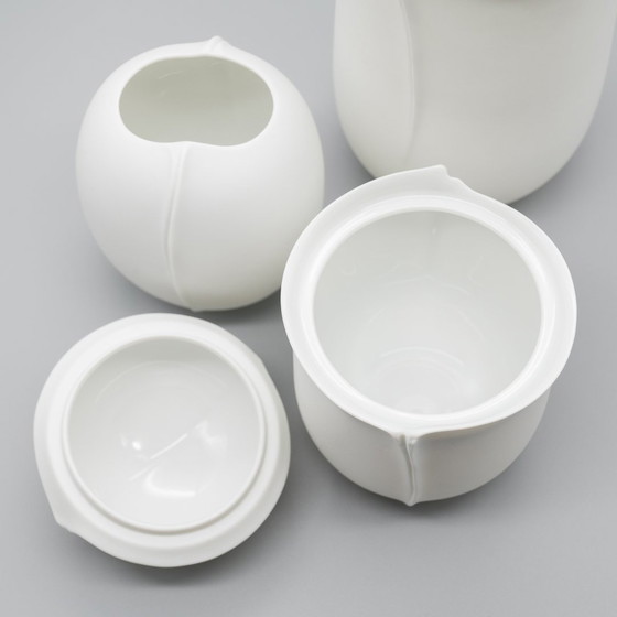 Image 1 of Hutschenreuther Vase en Porcelaine Bisque Trio Fine White Matte Mcm Eggshell Shaped