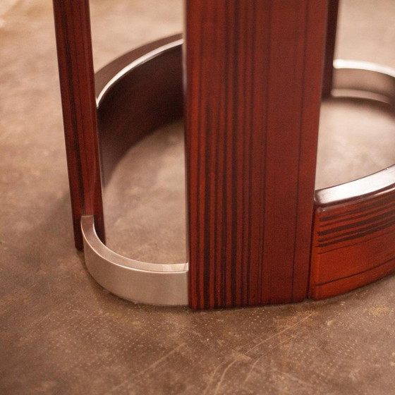 Image 1 of Table de salle à manger vintage brutaliste en marbre et bois de rose, France 1970