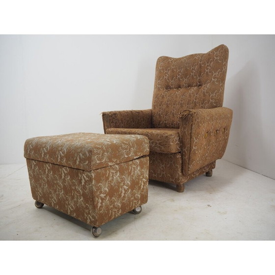 Image 1 of Fauteuil avec ottomane, Mid Century, années 1960