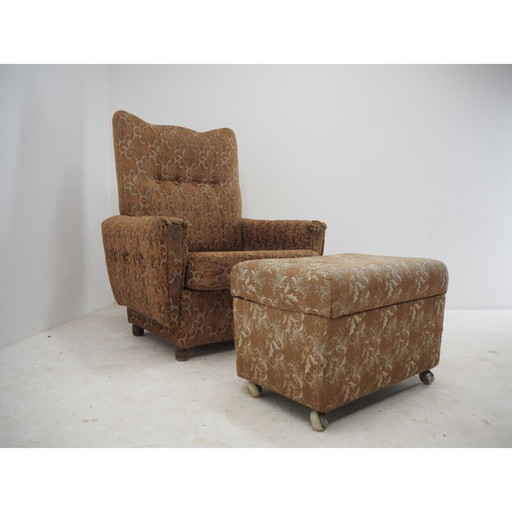 Fauteuil avec ottomane, Mid Century, années 1960