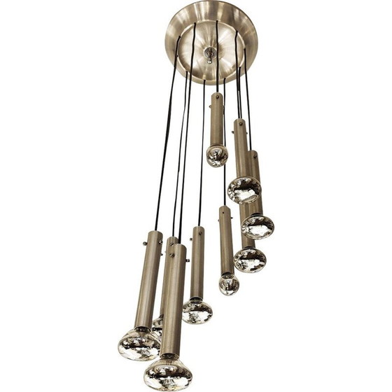 Image 1 of Lustre vintage avec 10 bras en aluminium, 1970