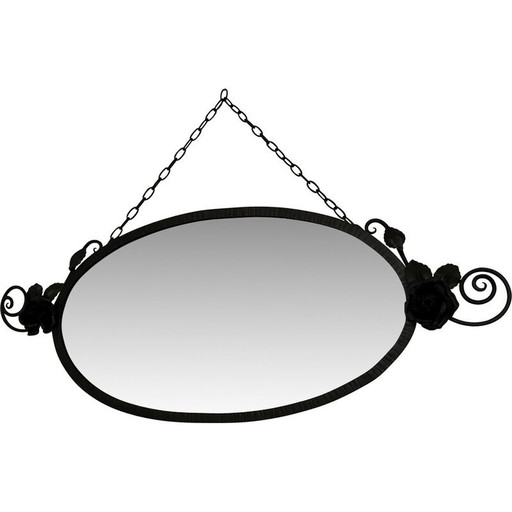 Miroir vintage Art Déco en fer forgé, 1925s-1930s