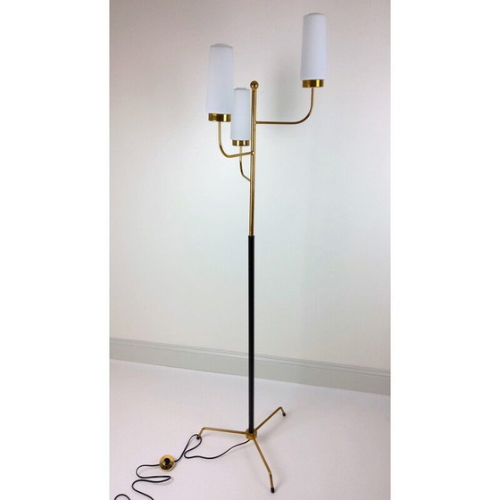 Image 1 of Lampadaire vintage en verre avec 3 opalines 1960