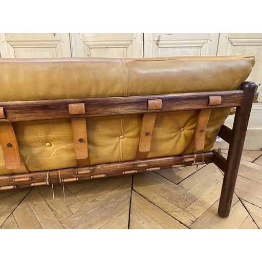 Canapé en cuir vintage par Jean Gillon pour Woodart