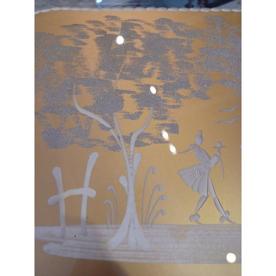 Image 1 of Plateau de service vintage avec scène romantique par Barovier et Toso, Italie 1970