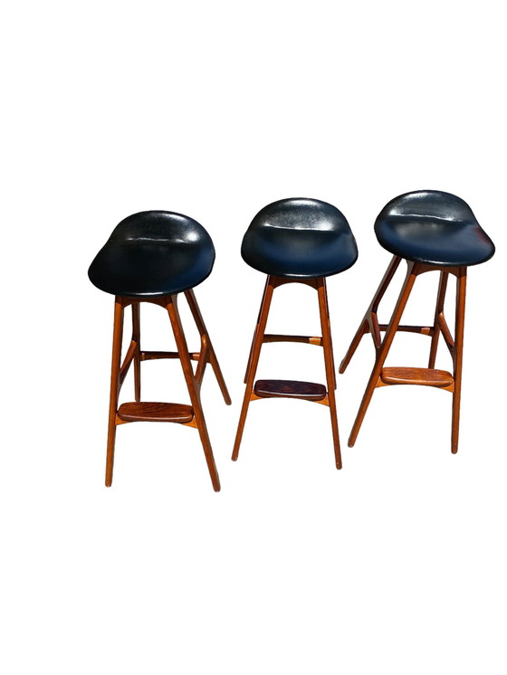 Image 1 of Ensemble de 3 chaises de bar, Erik Buch pour Od Mobler, Danemark, 1960