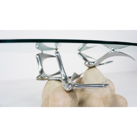 Image 1 of Table basse vintage avec motif d'oiseaux, Italie 1970