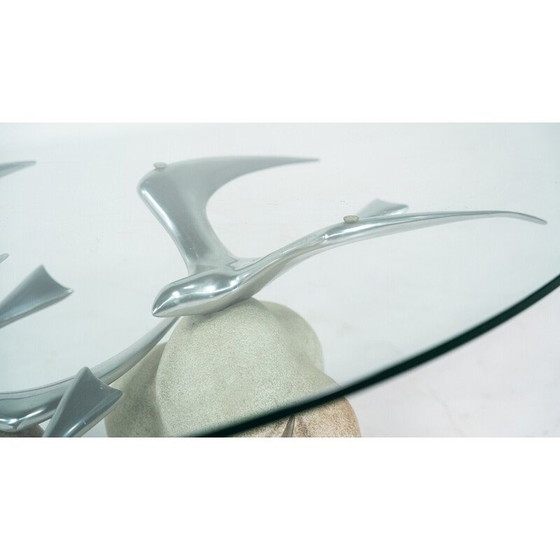 Image 1 of Table basse vintage avec motif d'oiseaux, Italie 1970