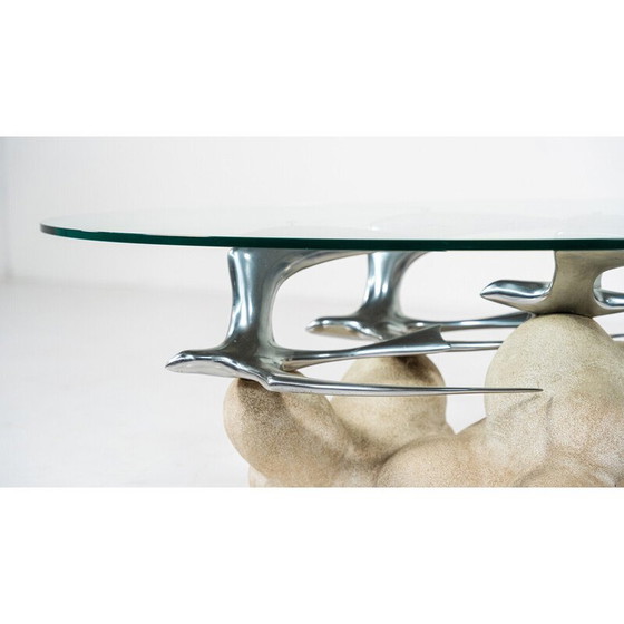Image 1 of Table basse vintage avec motif d'oiseaux, Italie 1970