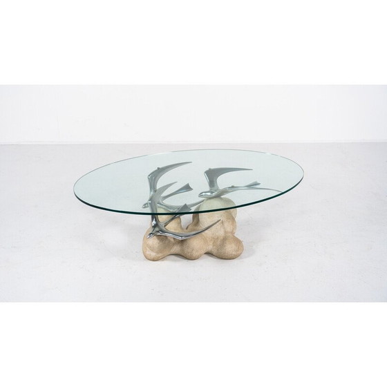 Image 1 of Table basse vintage avec motif d'oiseaux, Italie 1970