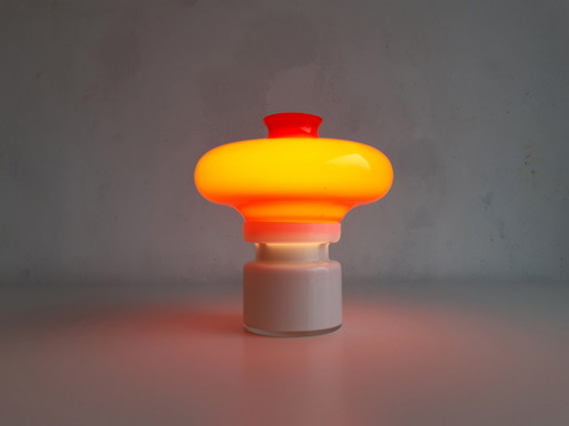 Rare lampe de table en verre à champignon de Philips.