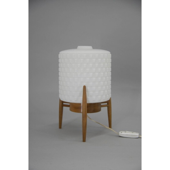 Image 1 of Lampe de table vintage en bois et verre par Uluv, Tchécoslovaquie années 1960