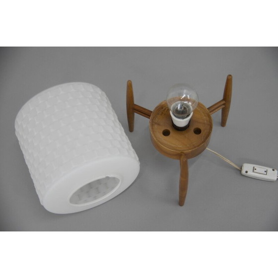 Image 1 of Lampe de table vintage en bois et verre par Uluv, Tchécoslovaquie années 1960