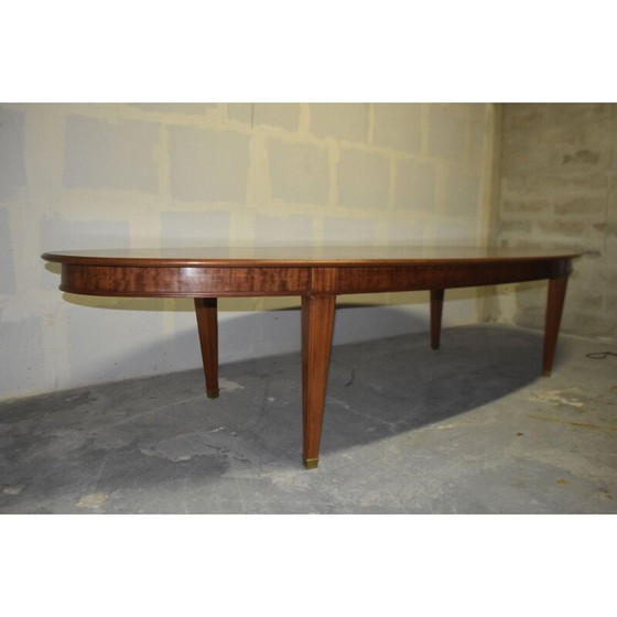 Image 1 of Table de conférence ovale vintage en acajou et laiton