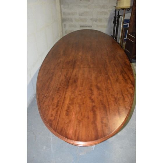 Image 1 of Table de conférence ovale vintage en acajou et laiton