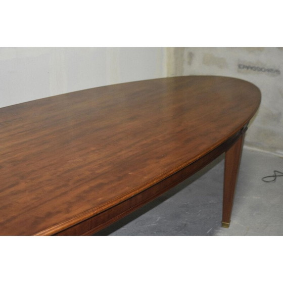 Image 1 of Table de conférence ovale vintage en acajou et laiton