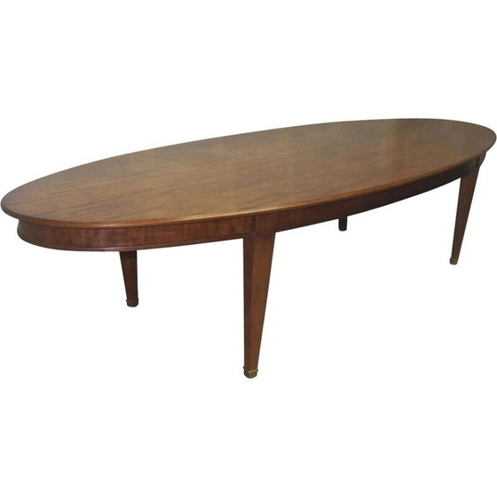 Image 1 of Table de conférence ovale vintage en acajou et laiton