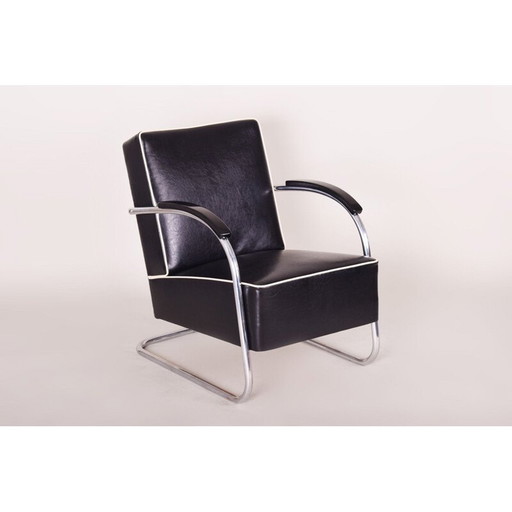 Paire de fauteuils vintage en cuir noir de Mucke Melder, 1930