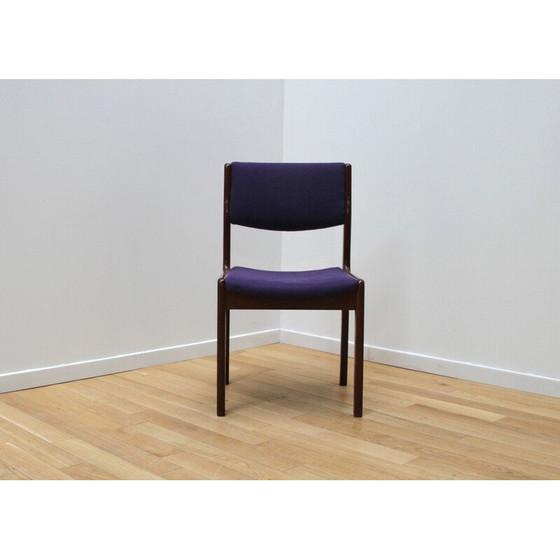 Image 1 of Ensemble de 8 chaises de salle à manger vintage en bois verni et laine violette