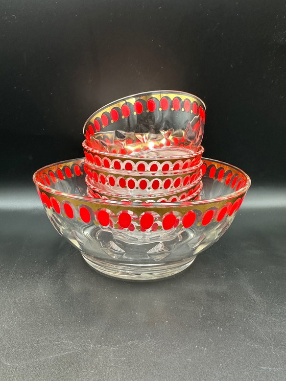 Image 1 of Vintage Italy 50s Dessert Bowls and Large Bowl