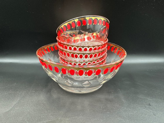 Image 1 of Vintage Italy 50s Dessert Bowls and Large Bowl