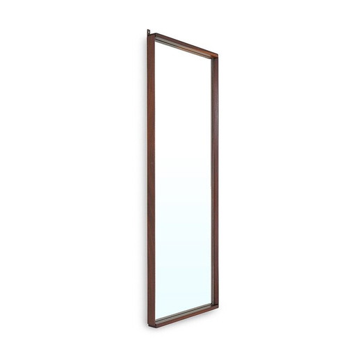 Miroir rectangulaire vintage avec cadre en bois, Italie 1960