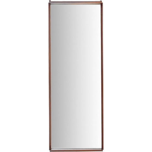 Miroir rectangulaire vintage avec cadre en bois, Italie 1960