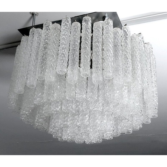 Image 1 of Lustre vintage italien en verre de Murano par Toni Zuccheri pour Venini, 1960s