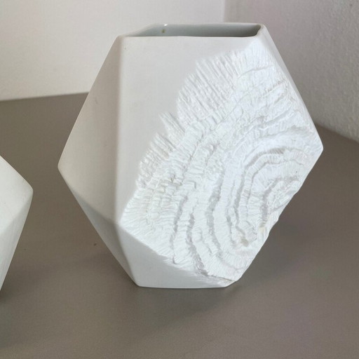 Paire de vases en porcelaine Op Art vintage par Ak Kaiser, Allemagne 1970