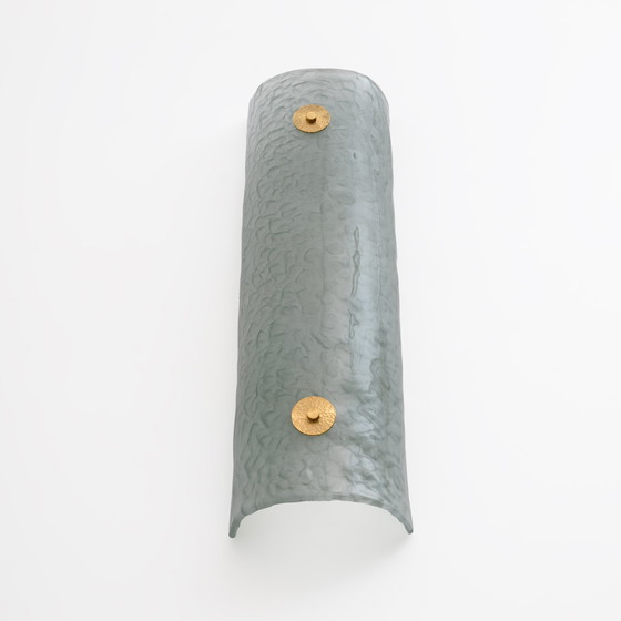 Image 1 of Paire d'appliques murales modernes italiennes en verre de Murano, eau verte et laiton