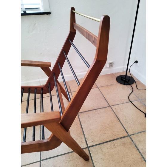Image 1 of Fauteuil Lotus vintage en bois et velours orange par Rob Parry pour Gelderland, Pays-Bas 1960