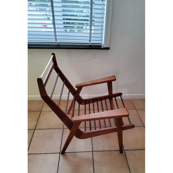 Image 1 of Fauteuil Lotus vintage en bois et velours orange par Rob Parry pour Gelderland, Pays-Bas 1960