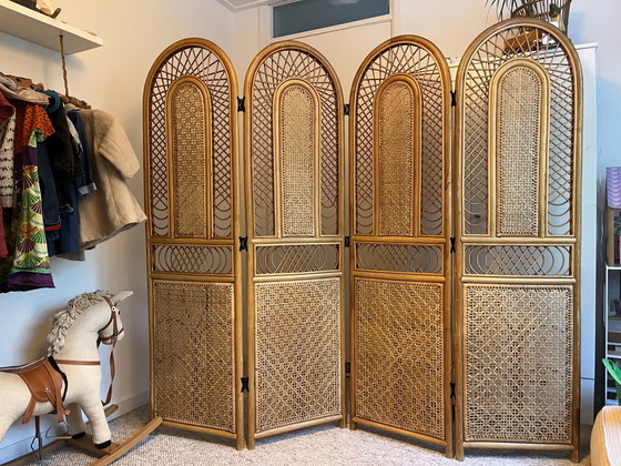 Image 1 of Paravent vintage en rotin