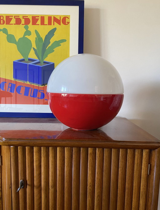 Lampe de table en céramique et verre de l'ère spatiale, Alvino Bagni Italie 1970S