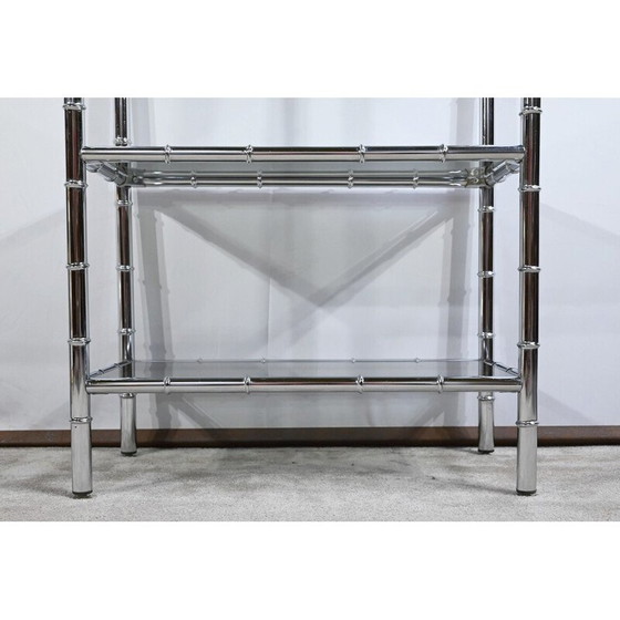 Image 1 of Etagère vintage en métal chromé et verre à 5 niveaux, 1970
