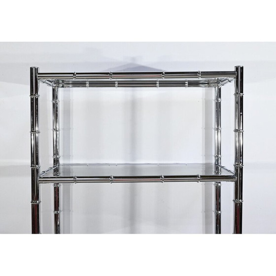 Image 1 of Etagère vintage en métal chromé et verre à 5 niveaux, 1970