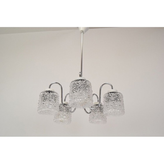 Image 1 of Lustre vintage en verre et métal par Lidokov, Tchécoslovaquie 1960