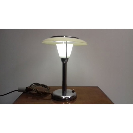 Image 1 of Lampe de table vintage en chrome et verre par Jindřich Halabala, Tchécoslovaquie 1935