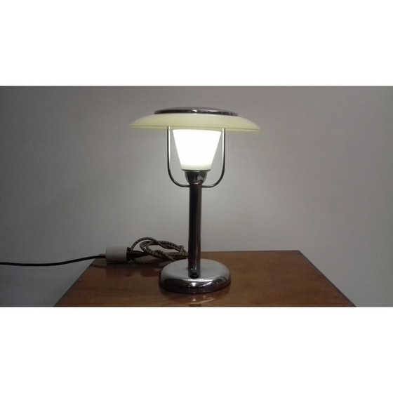 Image 1 of Lampe de table vintage en chrome et verre par Jindřich Halabala, Tchécoslovaquie 1935