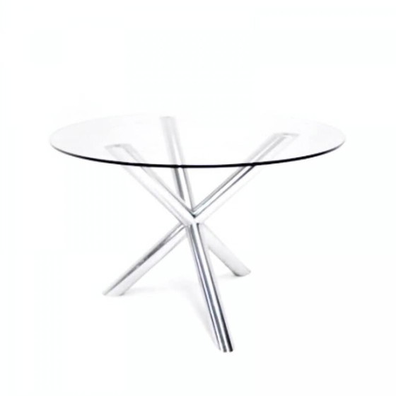 Image 1 of Table vintage en verre et chrome par Renato Zevi pour Roche Bobois, France 1970